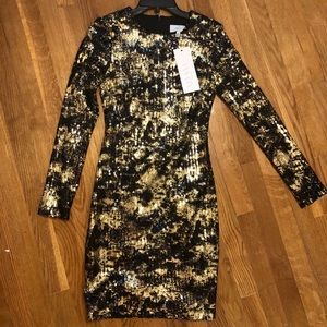 Adam lippes NWT gold and black sequin dress